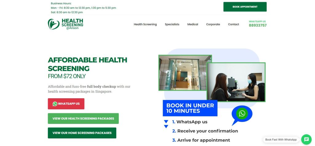 healthscreening.sg Home Page
